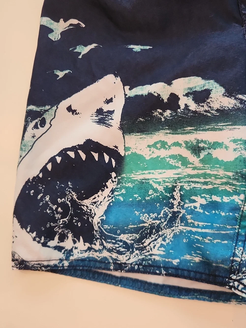 Old Navy Swim Trunks Boardshorts Blue Small 6 7 Shark Print